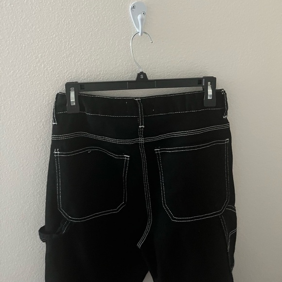 S.O.N.G. 100% Cotton Black Carpenter Style Pant With White Stitching Size 7 EUC - Picture 6 of 11
